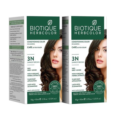 Buy Biotique Bio Herbcolor 3N Darkest Brown (50 g +110 ml) Pack Of 2-Purplle