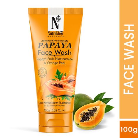 Buy NutriGlow NATURAL'S Advanced Pro Formula Papaya Face Wash with Niacinamide, Orange Peel for Skin brightening & Tan Removal, 100gm-Purplle