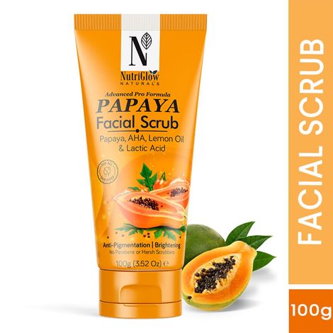 Buy NutriGlow NATURAL'S Advanced Pro Formula Papaya Facial Scrub for Deep Exfoliation with AHA, Lemon Oil, All Skin Types, 100gm-Purplle