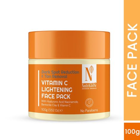 Buy NUTRIGLOW Advanced Organics Vitamin C Lightening Face pack for Dull Skin, Pigmentation & Dark Spots with Niacinamide, 100gm-Purplle