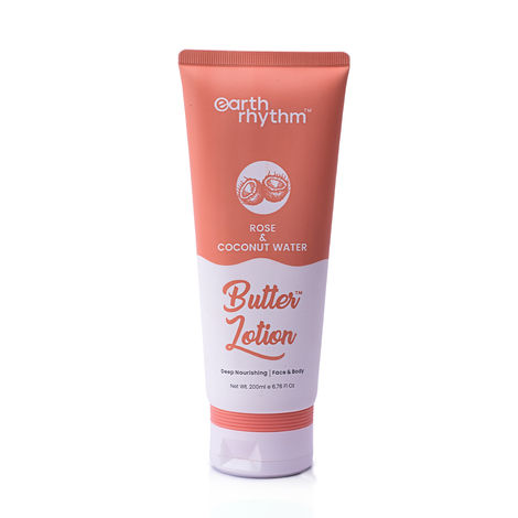 Buy Earth Rhythm Rose & Coconut Water Butter Lotion|Deeply Moisturises|for Face & Body - 200 ML-Purplle