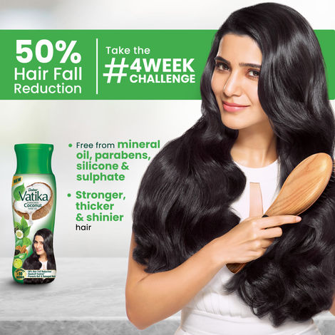 Buy Vatika Enriched Coconut Hair Oil - 300 ml | For Strong, Thick & Shiny Hair | Clinically Tested to Reduce 50% Hairfall in 4 Weeks | Controls Dandruff | Prevents Dull & Damaged Hair | Good for Scalp Health | Enriched with 10 Herbs-Purplle