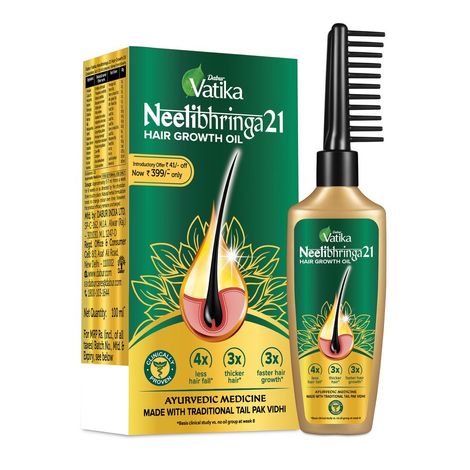 Buy Vatika Neelibhringa 21 Hair Growth Oil - 100ml | New Hair Growth in 2 months, Clinically Proven-Purplle