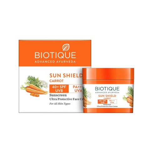 Buy Biotique Sun Shield Carrot 40+Spf Sunscreen Cream (50 g)-Purplle