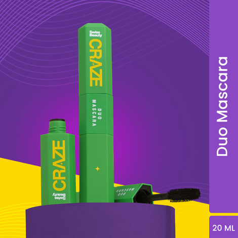 Buy Swiss Beauty Craze Duo Mascara | Volumizes and Lengthens Lashes | Black 20 ml-Purplle