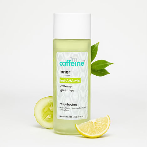 Buy mCaffeine Fruit-AHA Mix & Green Tea Toner to Mildly Exfoliate, Improve Skin Texture & Tighten Pores | Glowing Skin in 1 Use | Alcohol-Free - 150 ml-Purplle