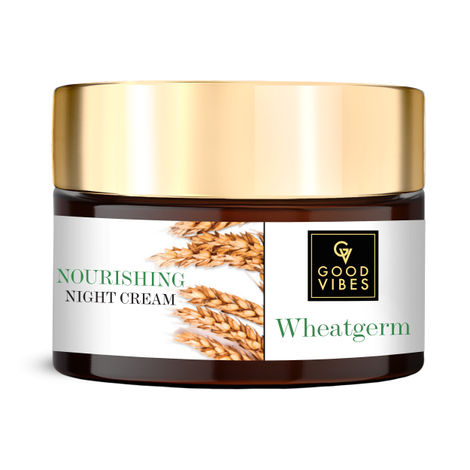 Buy Good Vibes Wheatgerm Nourishing Night Cream | Anti-Inflammatory, Heals Scars | With Almond Oil | Np Parabens, No Sulphates, No Mineral Oil (100 g)-Purplle