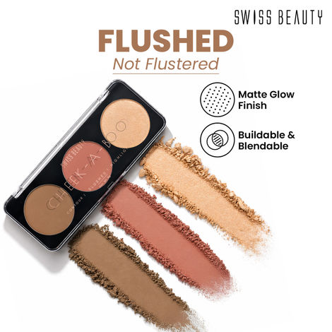 Buy Swiss Beauty Cheek-A-Boo 3 In One Blusher|Contour|Highlighter 01 - 8 gm-Purplle