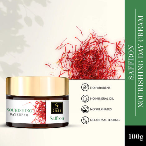 Buy Good Vibes Saffron Nourishing Day Cream | Hydrating, Glow | With Coffee | No Parabens, No Sulphates, No Mineral Oil, No Animal Testing (100 g)-Purplle