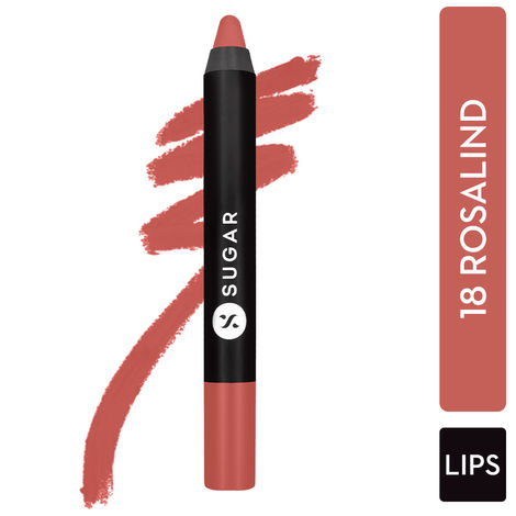 Buy SUGAR Cosmetics - Matte As Hell - Crayon Lipstick -18 Rosalind (Nude Rose) - 2.8 gms - Bold and Silky Matte Finish Lipstick, Lightweight, Lasts Up to 12 hours-Purplle