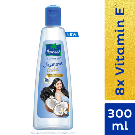 Buy Parachute Advansed Jasmine Gold Non-Sticky Coconut Hair Oil with 8x Vitamin E For Super Shiny Hair, 300ml-Purplle