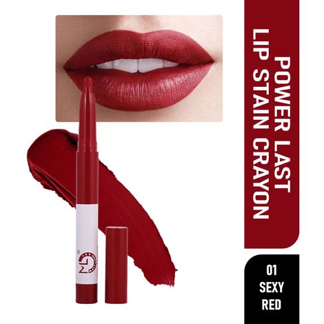 Buy Matt look Power Last Lip Stain Crayon Lipstick, Rich Colour, Non Transfer, Mask Proof & Luxurious Creamy Matte, Sexy Red (1.3g)-Purplle