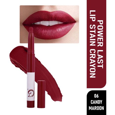 Buy Mattlook Power Last Lip Stain Crayon Lipstick, Rich Colour, Non Transfer, Mask Proof & Luxurious Creamy Matte, Candy Maroon (1.3 gm)-Purplle