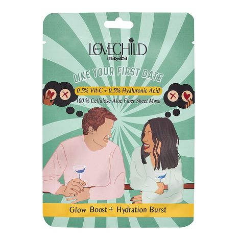 Buy LoveChild Masaba - Like Your First Date - 100 % Cellulose Aloe Fiber Sheet Mask - 20 gm-Purplle