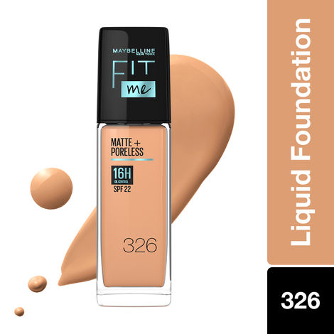 Buy Maybelline New York Fit Me Matte+Poreless Liquid Foundation 326 - Warm tan | Matte Finish with 16 HR Oil Control + SPF 22-Purplle