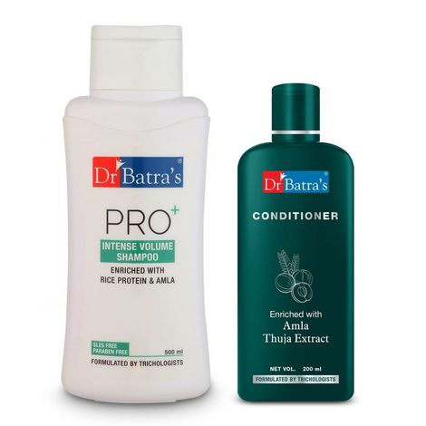 Buy Dr Batra's Pro+Intense Volume Shampoo 500 ml and Conditioner 200 ml (Pack of 2 Men and Women)-Purplle