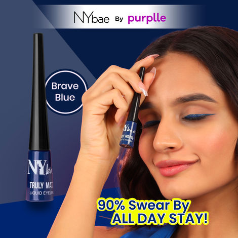 Buy NY Bae Truly Matte Liquid Eyeliner - Brave Blue (4.5 ml) | Colored Eyeliner | Waterproof | Long Lasting | Smudgeproof | Quick Dry | Eye Makeup-Purplle