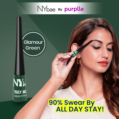 Buy NY Bae Truly Matte Liquid Eyeliner - Glamour Green (4.5 ml) | Colored Eyeliner | Waterproof | Long Lasting | Smudgeproof | Quick Dry | Eye Makeup-Purplle