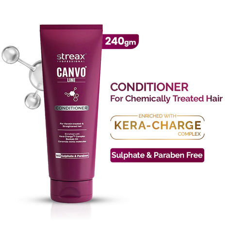 Buy Streax Professional Canvoline conditioner for straightened hair, With Kera-Charge & Baobab oil, 240 gm-Purplle