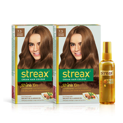 Buy Streax Hair Colour Golden Blonde + Streax Walnut serum 45 ML-Purplle