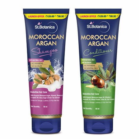 Buy St.Botanica Moroccan Argan Hair Shampoo + Conditioner 50 ml each| Cruelty Free & Vegan | Paraben Free | No SLS/SLES-Purplle