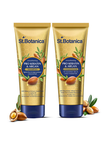 Buy St.Botanica Pro Keratin & Argan Oil Smooth Therapy Shampoo + Conditioner 50 ml each| Cruelty Free & Vegan | Paraben Free-Purplle