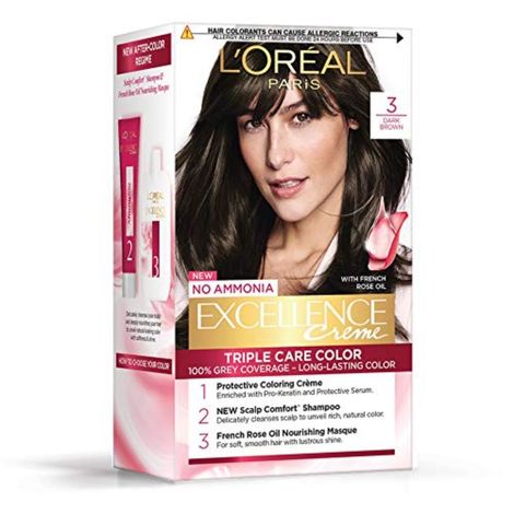 Buy L'Oreal Paris Excellence Creme Hair Color, 3 Dark Brown, 72ml+100g-Purplle