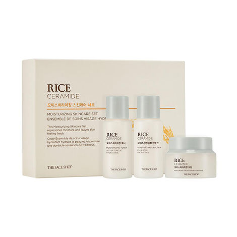 Buy The Face Shop Rice&Ceramide Moisturizing Skincare And Cream Set, 75 Ml (Pack Of 3), Pink-Purplle