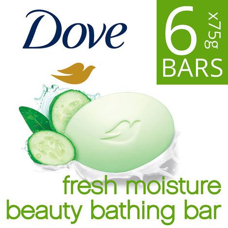 Buy Dove Fresh Moisture Beauty Bathing Bar Makes Skin Soft & Refreshed Buy 5 Get 1 (450gms) with Cucumber & Green Tea Scent-Purplle