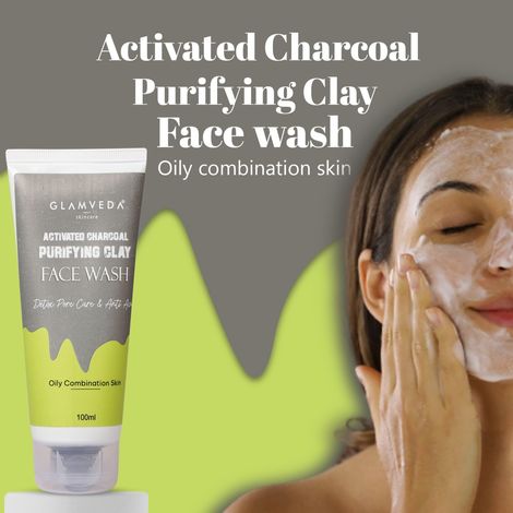 Buy Glamveda Activated Charcoal Clay face wash Detox & Anti Acne-Purplle