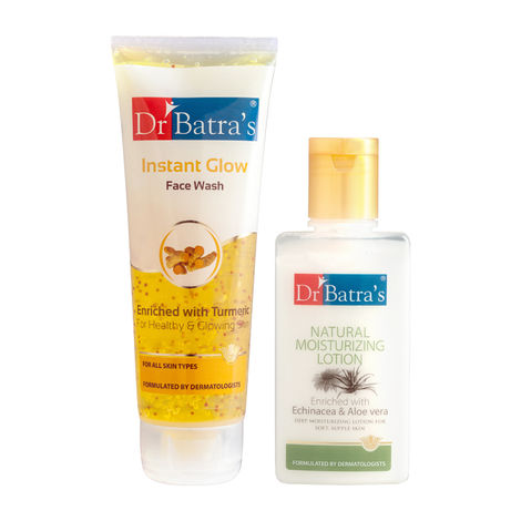 Buy Dr Batra's Instant Glow Face Wash 200 gm and Natural Moisturising Lotion - 100 ml. (Pack of 2 Men and Women)-Purplle