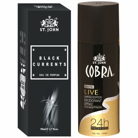 Buy St John Cobra Deodrant Live 150 ml & Cobra Black Current 50 ml Perfume Combo Gift Pack Perfume Body Spray - For Men & Women (200 ml, Pack of 2)-Purplle