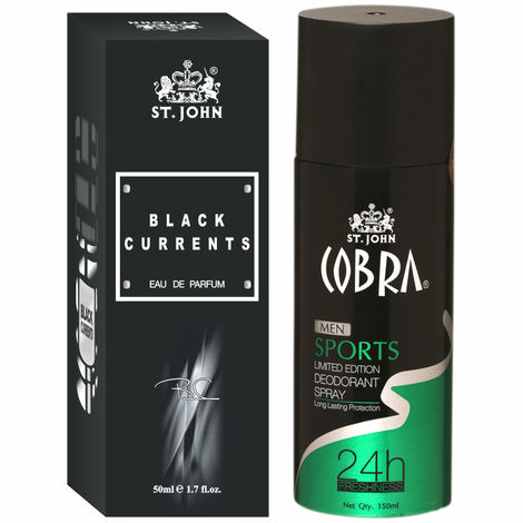 Buy St John Cobra Deodrant Sports 150 ml & Cobra Black Current 50 ml Perfume Combo Gift Pack Perfume Body Spray - For Men & Women (200 ml, Pack of 2)-Purplle