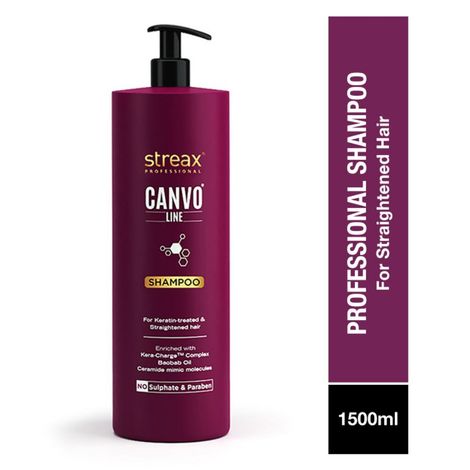 Buy Streax Professional Canvoline Shampoo For straightened hair, with Kera-Charge & Baobab oil, 1500 ml-Purplle