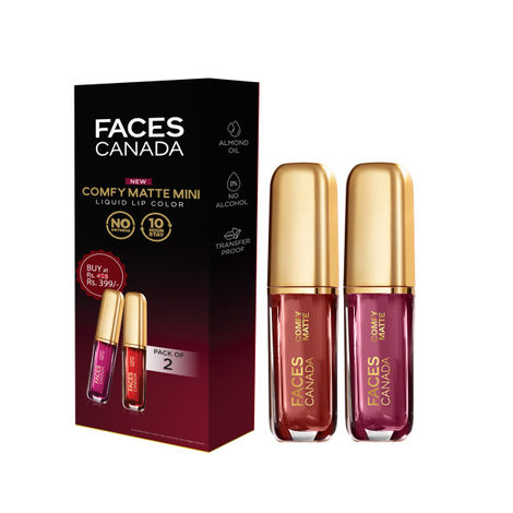 Buy FACES CANADA Comfy Matte Mini Liquid Lipstick Combo I For The Win + Truth Be Told I 2.4 ml-Purplle