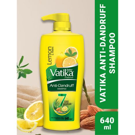 Buy Dabur Vatika Lemon Anti-Dandruff Shampoo - 640ml | Reduces Dandruff | Get smooth, shiny & nourished hair | For Dandruff Free Healthy hair-Purplle