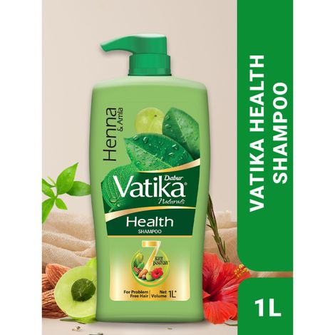 Buy Dabur Vatika Health Shampoo - 1L | With 7 natural ingredients | For Smooth, Shiny & Nourished Hair | Repairs Hair damage, Controls Frizz | For All Hair Types | Goodness of Henna & Amla-Purplle