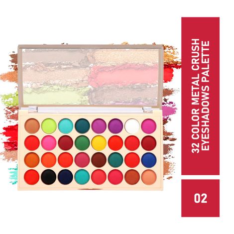 Buy Half N Half 32 Color Metal Crush Eyeshadows, Multicolor-02 (36gm)-Purplle