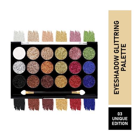 Buy Matt look Glitters N Highlight 18 Colour Glittering Eyeshadow Palette, Unique Edition (18gm)-Purplle