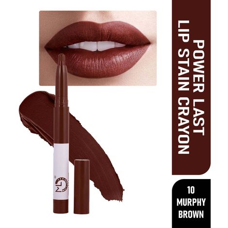 Buy Matt look Power Last Lip Stain Crayon Lipstick, Rich Colour, Non Transfer, Mask Proof & Luxurious Creamy Matte, Murphy Brown (1.3gm)-Purplle