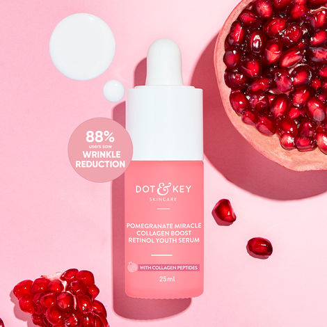 Buy Dot & Key Pomegranate Miracle Collagen Boost Retinol Youth Serum with Collagen Peptides | Anti Ageing Face Serum for Boosts Collagen, Reduces Fine Lines & Wrinkles| For Mature, Combination & Dry Skin | 25ml-Purplle