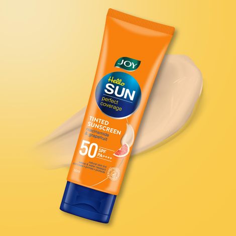 Buy Joy Hello Sun Mattifying Natural Tone Tinted Sunscreen SPF 50 PA+++ with Niacinamide For Normal & Oily Skin | Mattifying, Water Resistant & Easy Blending Face Sunscreen for Sun Protection, 60ml-Purplle