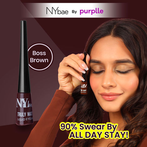 Buy NY Bae Truly Matte Liquid Eyeliner - Boss Brown (4.5 ml) | Colored Eyeliner | Waterproof | Long Lasting | Smudgeproof | Quick Dry | Eye Makeup-Purplle
