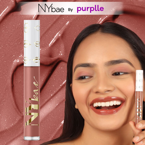 Buy NY Bae Gloss Getter Lip Gloss | Lip & Cheek Tint | Lightweight Glossy Lipstick | Brown Lip Balm | Non-Sticky | Brown Dates 04 (2.8 ml)-Purplle
