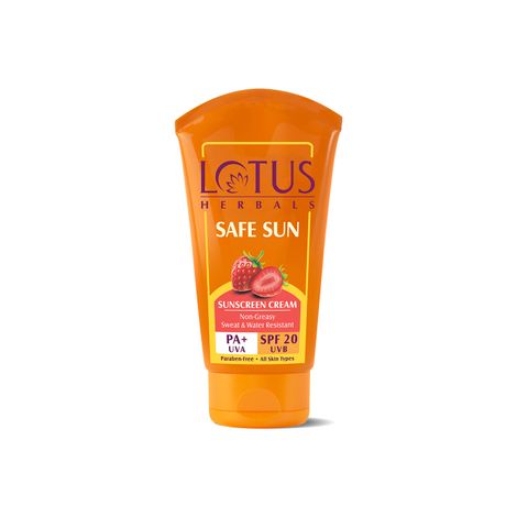 Buy Lotus Herbals Safe Sun Sunscreen Cream | SPF 20 | PA+ | Sweat & Waterproof | Non-Greasy | 100g-Purplle