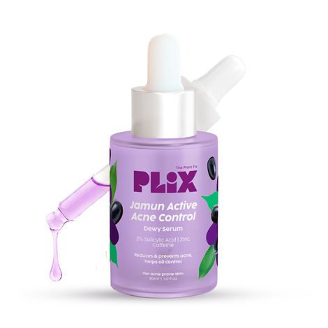 Buy PLIX Jamun Active Acne Control Dewy Serum for Active Acne & Dark Spot Reduction with 2% Salicylic Acid & Caffeine for Breakout Control-Purplle