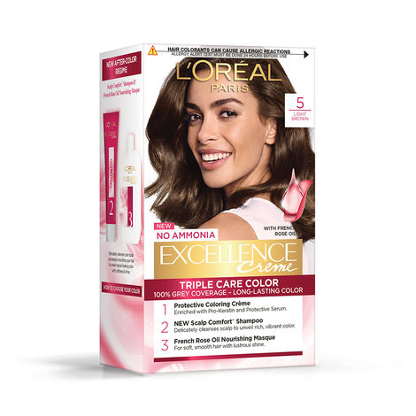 Buy L'Oreal Paris Excellence Creme Hair Color -AA Light BrownAA 5 (72 ml + 100 g)-Purplle
