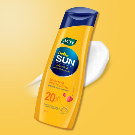 Buy Joy Hello Sun SunBlock & Anti Tan Lotion Sunscreen SPF20 (200 ml)-Purplle