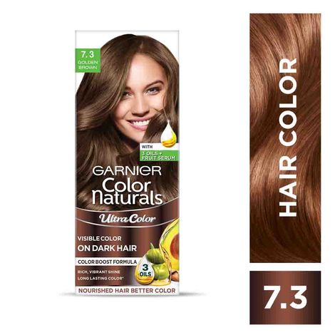 Buy Garnier Color Naturals Creme Riche Hair Color, 7.3 Golden Brown, ( 55 ml + 50 g )-Purplle