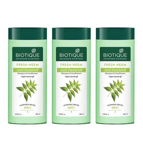 Buy Biotique Bio Fresh Neem Anti-Dandruff Shampoo & Conditioner (180 ml) pack of 3-Purplle